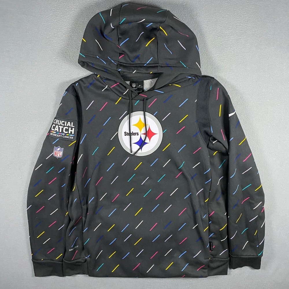 Nike NFL Pittsburgh Steelers Crucial Catch Hoodie Mens Large Black Dri-FIT L
